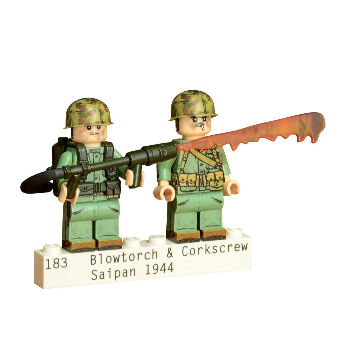 Brick Warp Blowtorch & Corkscrew WWII US Marine Flammenwerfer-Team - Saipan 1944