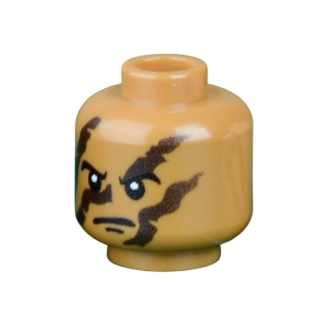 Brick Warp Camo Face Paint Head - Dino Style Medium Nougat