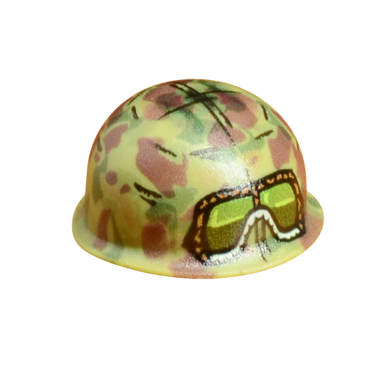 Brick Warp P1942 Frogskin bedruckter BrickArms® M1 Steel Pot Helm Jungelgrün M1943 Staubschutzbrille