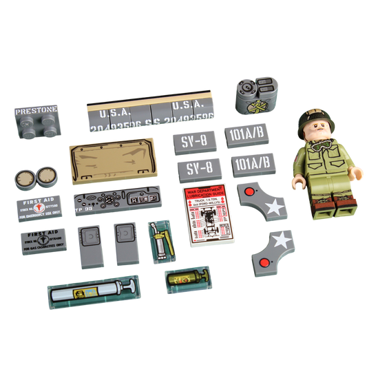 Brick Warp WWII Willys MB Jeep Bedruckte Teile Pack (mit Bauanleitung)