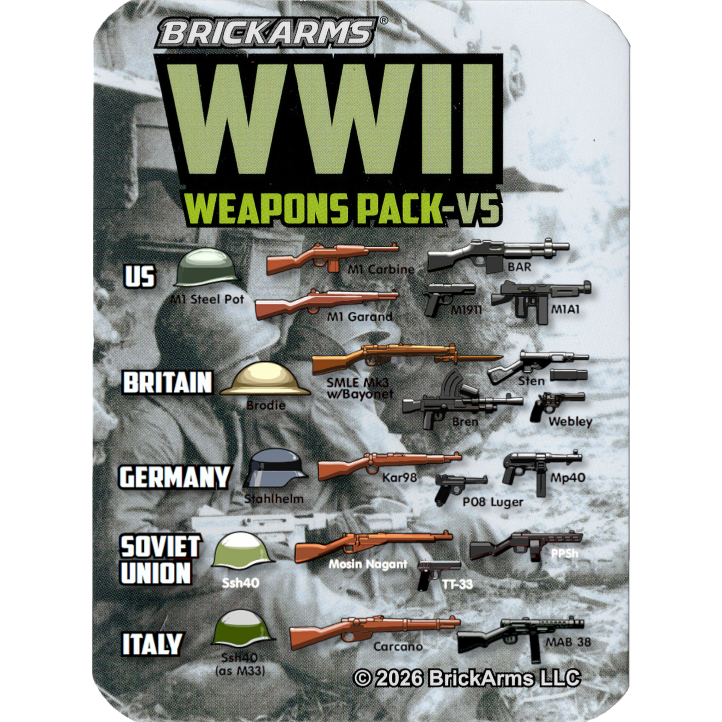 BrickArms WWII Weapons Pack-V5 Waffenset