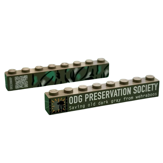 Brick Warp 1x8 ODG Preservation Society Badge Brick